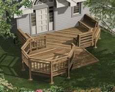 an artist's rendering of a deck and patio