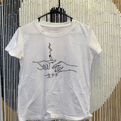 Brand New Condition Silver Casual Top For Streetwear, Casual Silver Top For Streetwear, Summer Silver Graphic Print Top, Silver Graphic Print Top For Summer, Casual Silver Tops With Graphic Print, Summer Silver Top With Graphic Print, Casual Silver Top With Graphic Print, Casual Silver Tops For Spring, White Silver