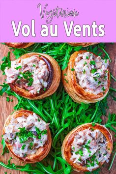 Vol au vents with a text overlay title.