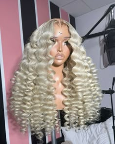 Blonde Wig With Wand Curls, Wand Curls Blonde Wig, Blonde Wand Curls Black Women, Bombshell Curls, Virgin Hair Color, Hollywood Curls, 13x4 Lace Front Wig, Lace Fronts