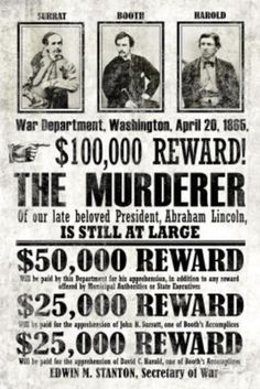 John Wilkes Booth Replica Wanted Poster Print at AllPosters.com John Wilkes Booth, Old West Outlaws, Genealogy Ideas, Abe Lincoln, Pancho Villa, Newspaper Clippings, Jack The Ripper, Wanted Poster, Wilde Westen