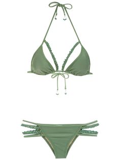 Agreste green bikini from Amir Slama featuring spaghetti straps and an embroidered detail. Swimsuits Outfits, Cute Swimsuits, Cute Bikinis, Beach Outfit, String Bikinis, Bathing Suits, Fashion Branding, Spaghetti, Summer Outfits