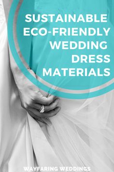 a bride holding her wedding dress with the words, how to be eco - friendly