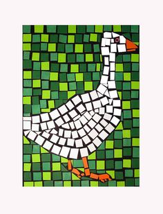 a drawing of a duck made out of squares