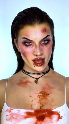 Butcher Halloween Makeup, Jennifers Body Prom Costume, Jennifer’s Body Makeup Halloween, Jennifers Body Makeup Look, Jennifer's Body Cosplay, Jenifer Body Costume Halloween, Jennifers Body Makeup Halloween, Jennifer Body Makeup, Maneater Costume