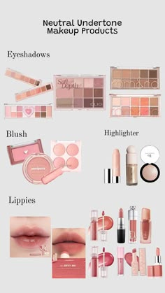 Simple Neutral Makeup Looks, Neutral Makeup Eyeshadow, Neutral Skintone Makeup, Eyeshadow For Neutral Skin Tone, Neutral Undertones Makeup, Blush For Neutral Undertones, Neutral Tone Makeup Products, Neutral Undertone Makeup Looks, Neutral Tone Makeup Looks