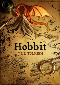 the hobbit by j r r tolken is shown in this book cover