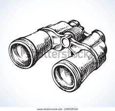 a pair of binoculars drawn by hand on a white background stock photo, images and royalty illustrations