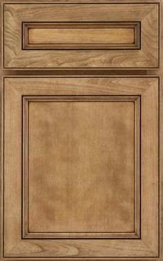 a close up view of the front and side of a cabinet door with wood grained finish