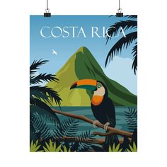 Costa Rica Travel Poster - Ezra's Clothing - Poster Costa Rica Travel, Print Illustration, Travel Poster, Costa Rica, Art Paper, Fine Art Paper, Fine Art, Travel