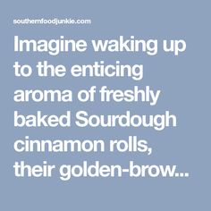 the words imagine waking up to the enticing aroma of freshly baked sourdough cinnamon rolls, their golden - brown