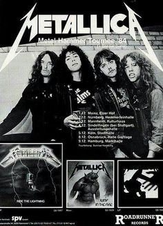 an advertisement for metallicica featuring the band