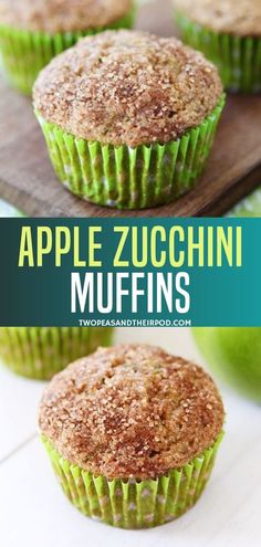 apple zucchini muffins on a cutting board