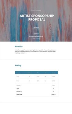 the website design for artist sponsored by proporal, which has been designed to be used