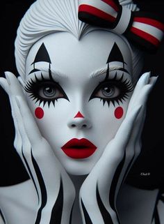 Arte Pin Up, Pierrot Clown, Female Clown, Mannequin Art, Modern Graphic Art, Clown Faces, Art Makeup