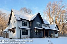 a large house in the middle of winter with snow on the ground