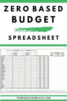 the zero based budget spreadsheet is shown in green and white with text that reads,