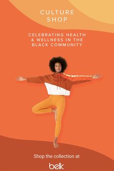 an advertisement for the black community's culture shop featuring a woman in orange and white