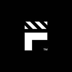 a black and white logo with the letter f in it's center diagonal stripes