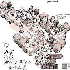 a drawing of an area with various items and instructions to make it look like a map