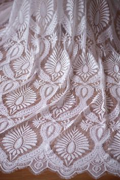 Designer Geometrical Bridal Lace Fabric By The Yard Bohemian Scalloped Lace In Cream, Bohemian Cream Scalloped Lace, Cream Bohemian Scalloped Lace, Boho Rustic Wedding Dress, Wedding Dress Vintage Lace, Bridal Crochet, Rustic Wedding Dress, Victorian Home Decor, Types Of Lace