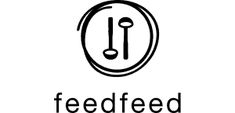 the logo for feedfeed is shown in black and white