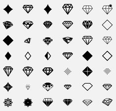 different types of diamonds are shown in black and white