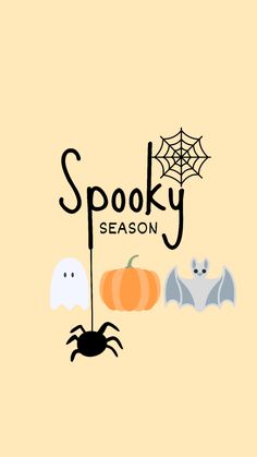 the spooky season logo is shown with two bats and a spider on it