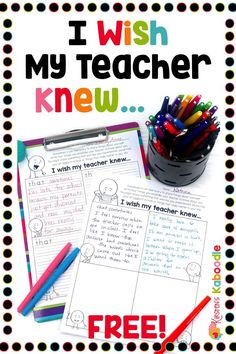 i wish my teacher knew free printable worksheet for the first grade classroom