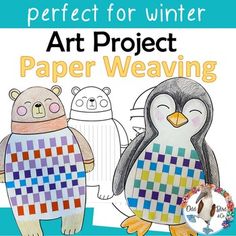 an art project paper weaving with penguins and polar bears in sweaters on the cover