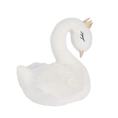 a white swan stuffed animal on a white background