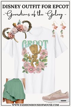 Groot Disneybound, Casual Graphic T-shirt For Disney Trips, Guardians Of The Galaxy Shirt Ideas, Epcot Outfit Ideas, Guardians Of The Galaxy Ride Epcot, Guardians Of The Galaxy Disney Shirt, Disney Trip Surprise, What To Wear To Disney