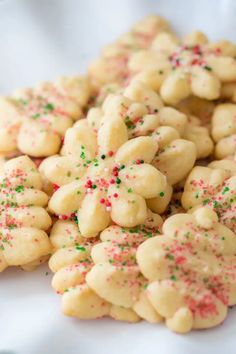 small cookies with sprinkles on a white plate