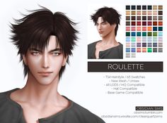 an image of a male avatar with different hair colors and hairstyles for males