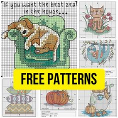 Free Small Cross Stitch Patterns with Animals for Beginners Beginner Cross Stitch Patterns Free, Small Cross Stitch Patterns, Stitch Pokemon, Cat Cross Stitch Charts, Holiday Cross Stitch Patterns, Free Cross Stitch Charts, Pokemon Pattern