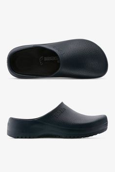 Since 1774 Birkenstock has provided top quality shoes, now available for the working professionals. Our Super Birki Backless Clogs are molded polyurethane and have their original contoured footbed with deep heel cup, longitudinal and transverse arch support, and raised toe bar; all totaling up to support and comfort perfect for long hours. Add that they are fluid resistant, water repellant, oil resistant, and slip resistant, you have the perfect partner for your professional environment. • One-p Functional Slip-resistant Closed Toe Clogs, Waterproof Synthetic Clogs, Waterproof Functional Synthetic Clogs, Non-slip Synthetic Slip-on Clogs, Non-slip Slip-on Synthetic Clogs, Slip-resistant Closed Toe Clogs, Slip-resistant Functional Clogs, Ergonomic Slip-resistant Closed Toe Clogs, Ergonomic Slip-resistant Functional Clogs