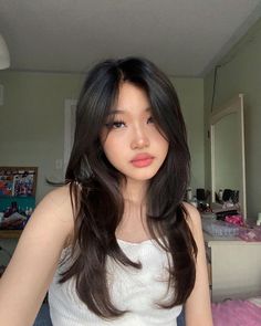 Blowout Hair Asian, Curtain Bangs Long Hair Asian, Asian Curtain Bangs, Asian Hair Styles, Haircuts Ideas