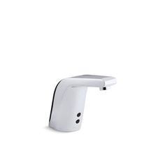 a white sink faucet on a white background