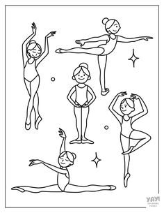 a line drawing of people doing different poses