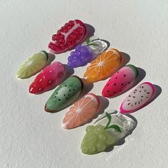 Fruit salad nails!! 🍓🍉🍊🥝 • • • *•.¸♡ ༒ ☆ ༒ ♡¸.•* #gelx #handpainted #nailartist #nails #setsxnenita #nailinspo #instanails #nailart #pi… | Instagram 3d Nail Designs Fruit, Summer Nails 2024 Fruit, 3d Nail Art Fruit, 3d Citrus Nails, Fruit Nails Square, Fruity Summer Nails, Tropical Themed Nails, Jelly Fruit Nails, 3d Fruit Nail Art