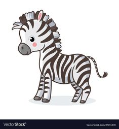 a cute little zebra standing in front of a white background