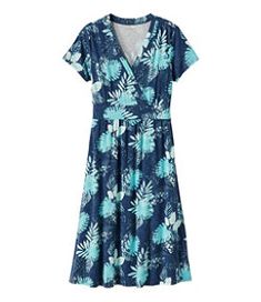 #LLBean: Women's Summer Knit Dress, Short-Sleeve Print Summer Knit Dress, Feminine Prints, Beachy Theme, Knit Summer Dress, Gamine Style, Womens Blouses, Clothing Retail, Pattern Ideas, Summer Knitting