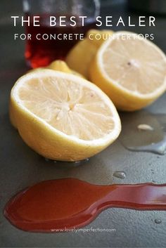 the best sealer for concrete countertops with two lemons and one red liquid