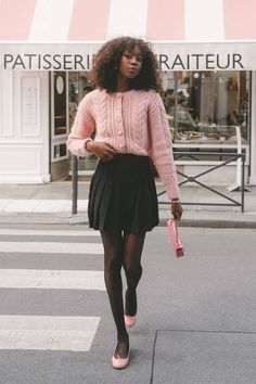 Emmanuelle Koffi Style, Pink And Black Outfit Ideas, Emmanuelle Koffi, Pink And Black Outfit, Black Outfit Ideas, Neon Prom Dresses, Outfit Ideas Black, Cold Weather Dresses