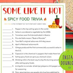 some like it hot spicy food trivia printable for kids to use in the kitchen