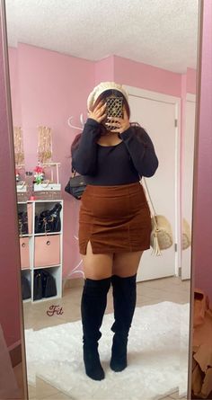 Plus Size Late Summer Outfits, Night Club Plus Size Outfits, Skirt And Stockings Outfit Plus Size, Shein Outfit Plus Size, First Date Plus Size Outfit, Plus Y2k Outfits, Janine Teagues Outfit, Friendsgiving Outfit Ideas Plus Size, Heavy Bust Outfit Ideas