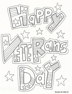 happy veterans day coloring page with stars