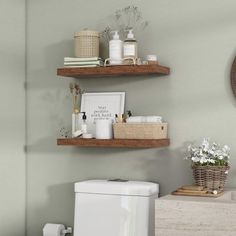 the bathroom is clean and ready to be used as a storage area for toiletries