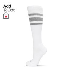 in stock Fitted White Breathable Knee-high Socks, Cheap White Comfortable Knee-high Socks, White Breathable Stretch Knee-high Socks, White Compression Knee-high Socks, Cheap Stretch Solid Knee-high Socks, Mens Stripes, Knee Socks, Knee High Sock, High Socks