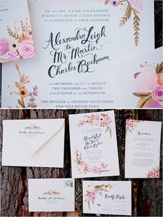 the wedding stationery is laid out and ready to be put into their guests'names